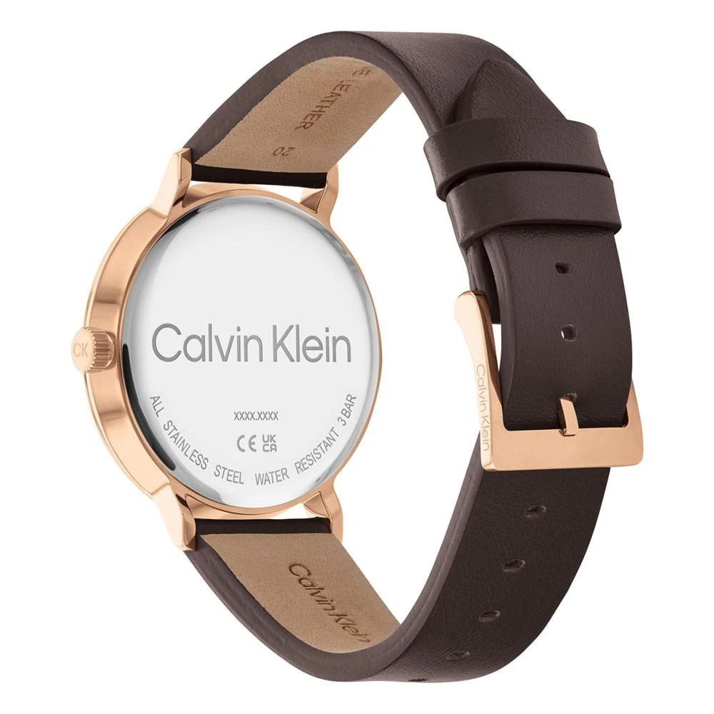 商品Calvin Klein|Brown Leather Strap Watch 42mm,价格¥976,第3张图片详细描述