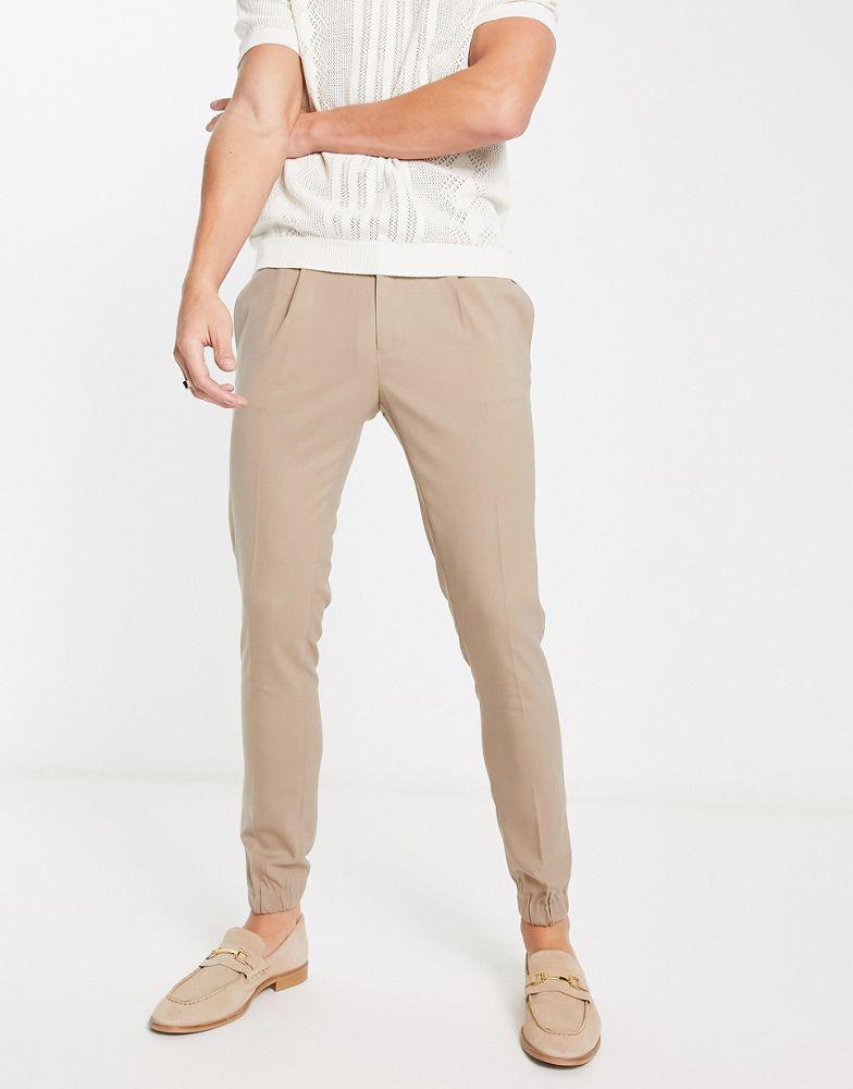 ASOS DESIGN super skinny smart joggers in stone商品第4张图片规格展示