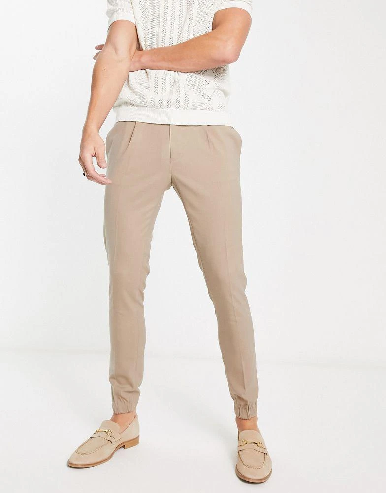 商品ASOS|ASOS DESIGN super skinny smart joggers in stone,价格¥201,第4张图片详细描述