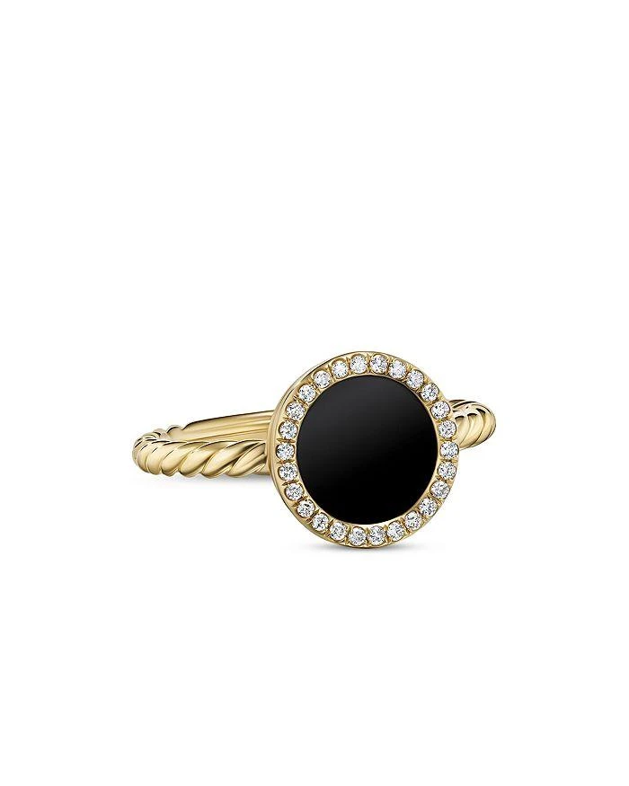 商品David Yurman|Petite DY Elements® Ring in 18K Yellow Gold with Black Onyx & Pavé Diamonds,价格¥13854,第1张图片详细描述