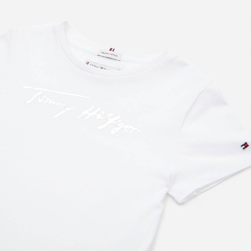Tommy Hilfiger Girls' Script Print T-Shirt Short Sleeved - White商品第3张图片规格展示