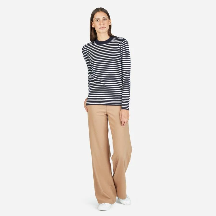 商品Everlane|The Merino Wool Stripe High Crew Sweater 美丽奴羊毛衫,价格¥457,第1张图片