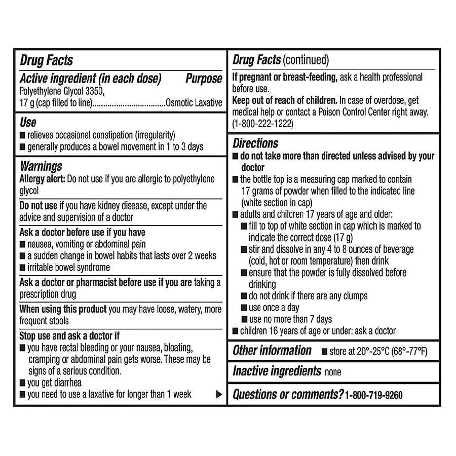 商品Walgreens|SmoothLAX Polyethylene Glycol 3350 Powder for Solution, Laxative,价格¥202,第2张图片详细描述