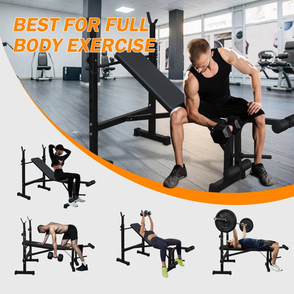 Olympic Weight Bench, Bench Press Set with Squat Rack and Bench for Home Gym Full-Body Workout 商品