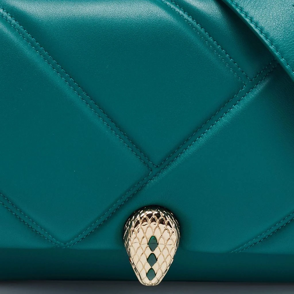 商品[二手商品] BVLGARI|Bvlgari Green Quilted Leather Small Serpenti Cabochon Crossbody Bag,价格¥16348,第5张图片详细描述