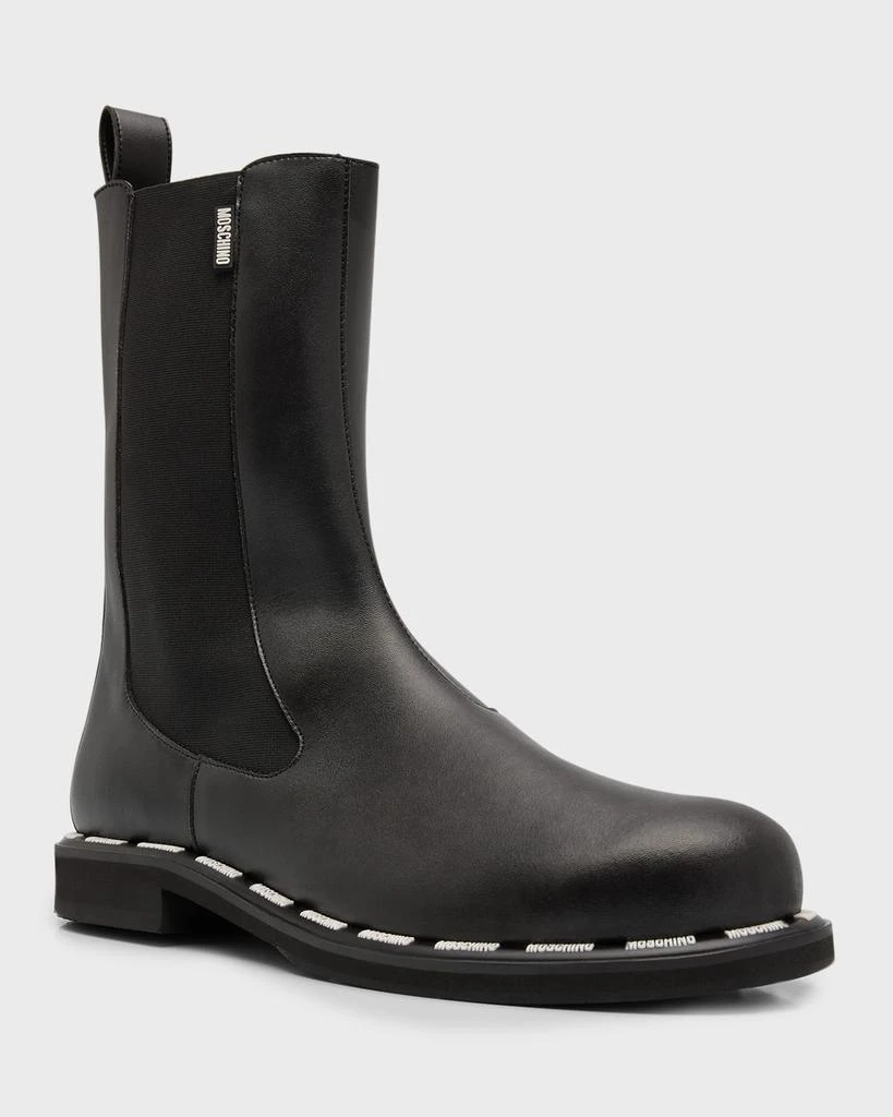 商品Moschino|Men's Leather Label Pull-On Boots,价格¥4814,第3张图片详细描述