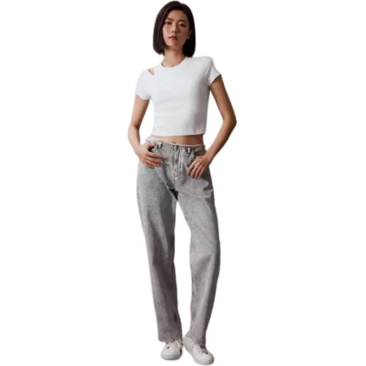 商品[国内直发] Calvin Klein|CALVIN KLEIN  纯色圆领套头短袖 T恤 女款 月光白,价格¥373,第4张图片详细描述