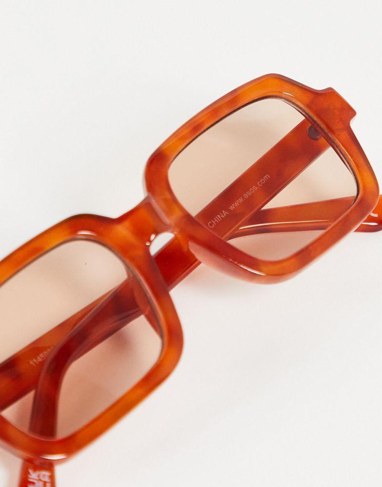 商品ASOS|ASOS DESIGN square sunglasses with brown lens in brown tortoiseshell - BROWN,价格¥75,第5张图片详细描述