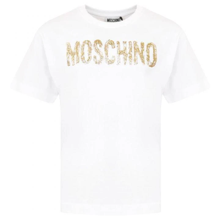 商品Moschino|White Gold painted logo Maxi T Shirt,价格¥296,第1张图片