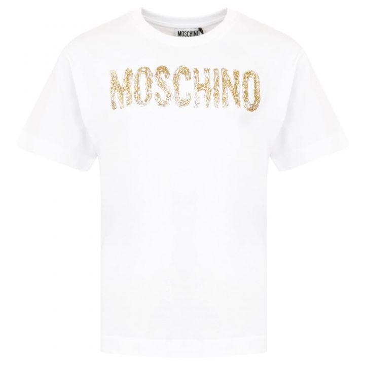 商品Moschino|White Gold painted logo Maxi T Shirt,价格¥283,第1张图片