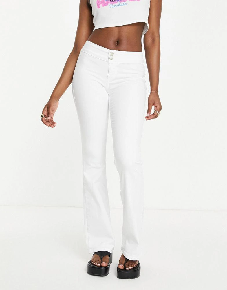 商品Topshop|Topshop low-waist Joni flare jean in white,价格¥197,第4张图片详细描述