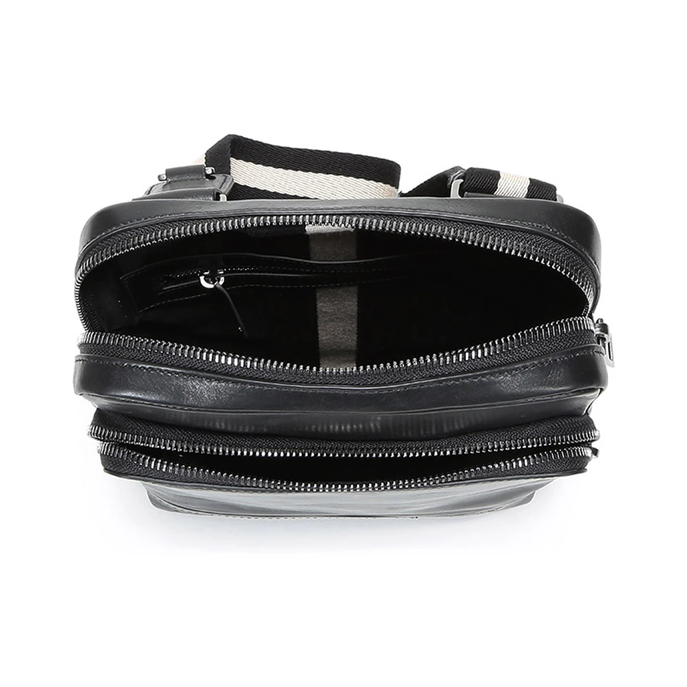 BALLY 男士黑色皮质黑白织物肩带单肩斜挎包 6228758 商品