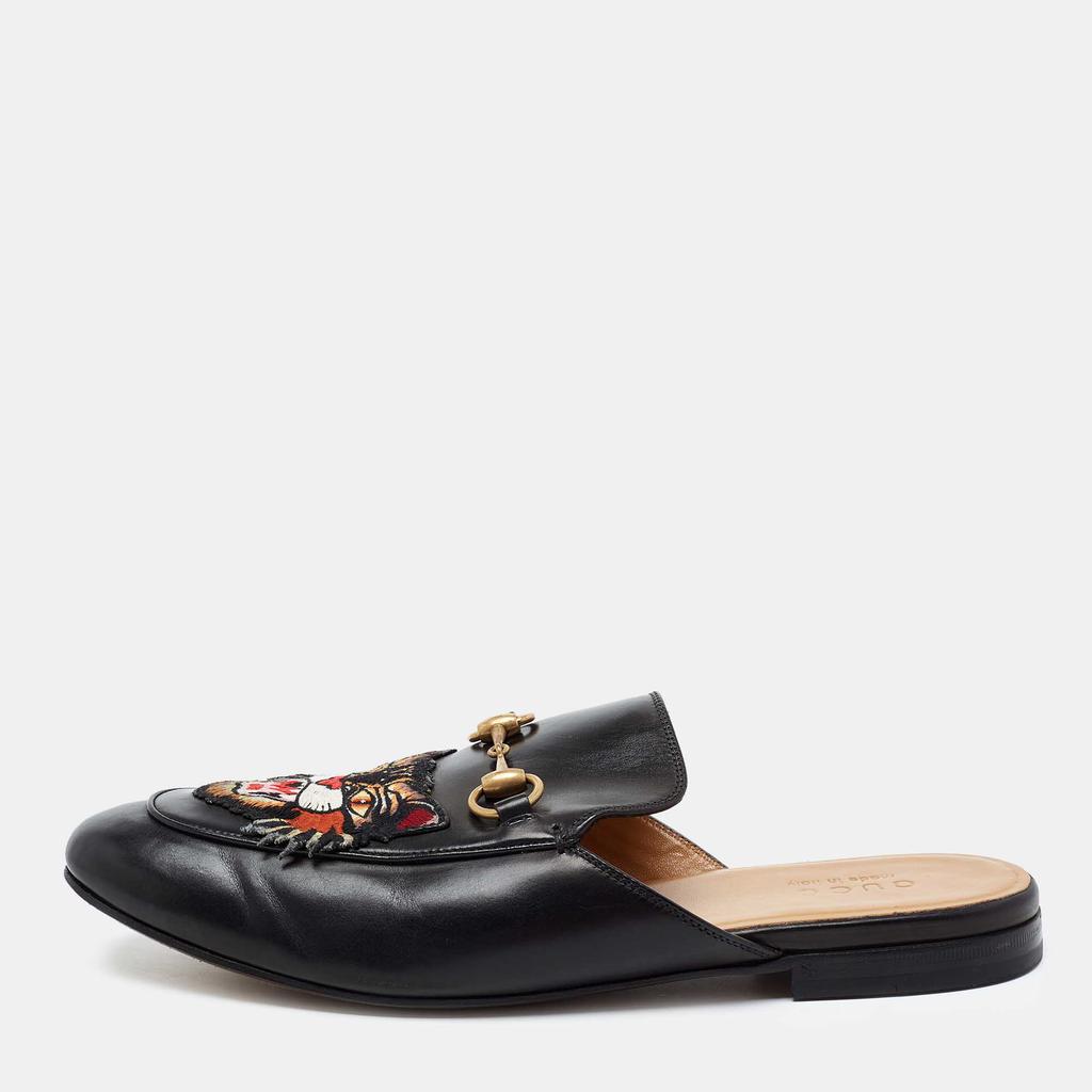 Gucci Black Tiger Patch Leather Princetown Horsebit Mules Size 43商品第1张图片规格展示