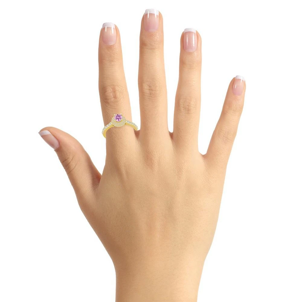 商品Macy's|Pink Sapphire (5/8 Ct. t.w.) and Diamond (1/2 Ct. t.w.) Halo Ring,价格¥32888,第2张图片详细描述