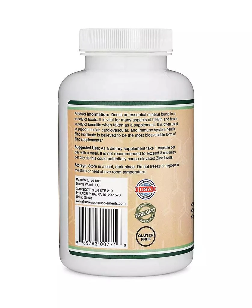 商品Double Wood Supplements|Zinc Picolinate - 300 x 50 mg capsules,价格¥151,第2张图片详细描述