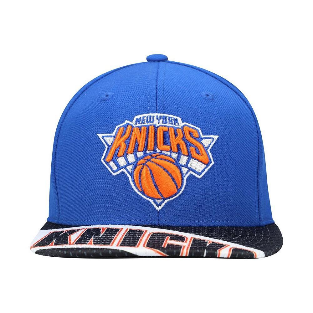 商品Mitchell and Ness|Men's Blue and Black New York Knicks Slash Century Snapback Hat,价格¥235,第6张图片详细描述