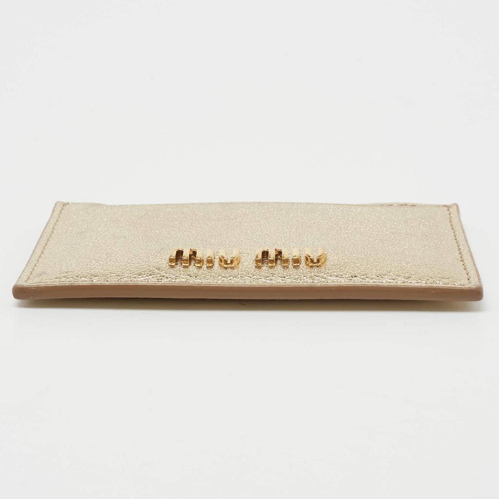 Miu Miu Metallic Gold Madras Leather Card Holder商品第6张图片规格展示