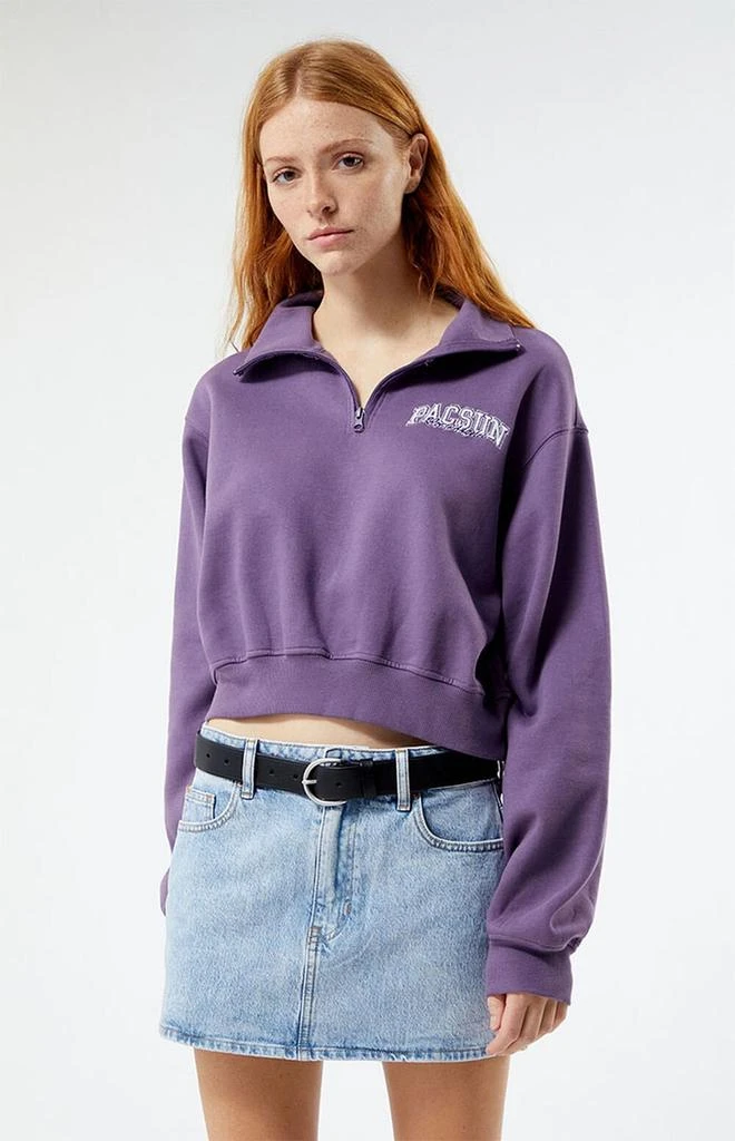 商品PacSun|Los Angeles Half Zip Cropped Sweatshirt,价格¥94,第1张图片