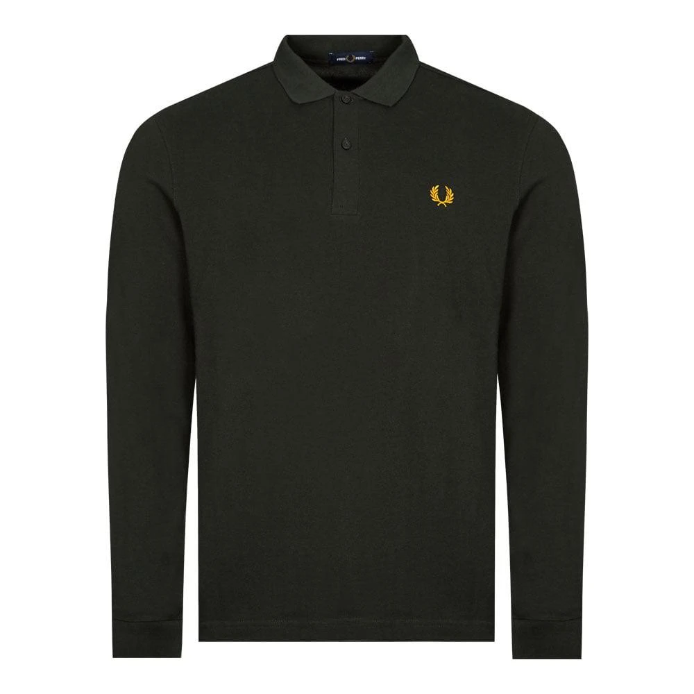 商品Fred Perry|Fred Perry Long Sleeve Polo Shirt - Night Green,价格¥736,第1张图片