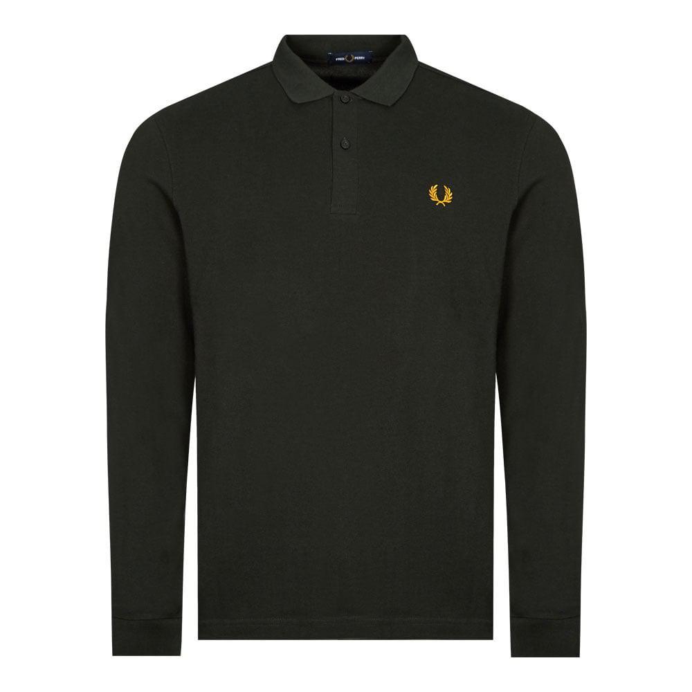 商品Fred Perry|Fred Perry Long Sleeve Polo Shirt - Night Green,价格¥690,第1张图片