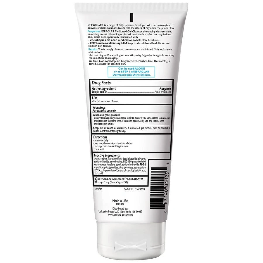 商品La Roche Posay|Medicated Gel Acne Face Wash with Salicylic Acid,价格¥128,第2张图片详细描述