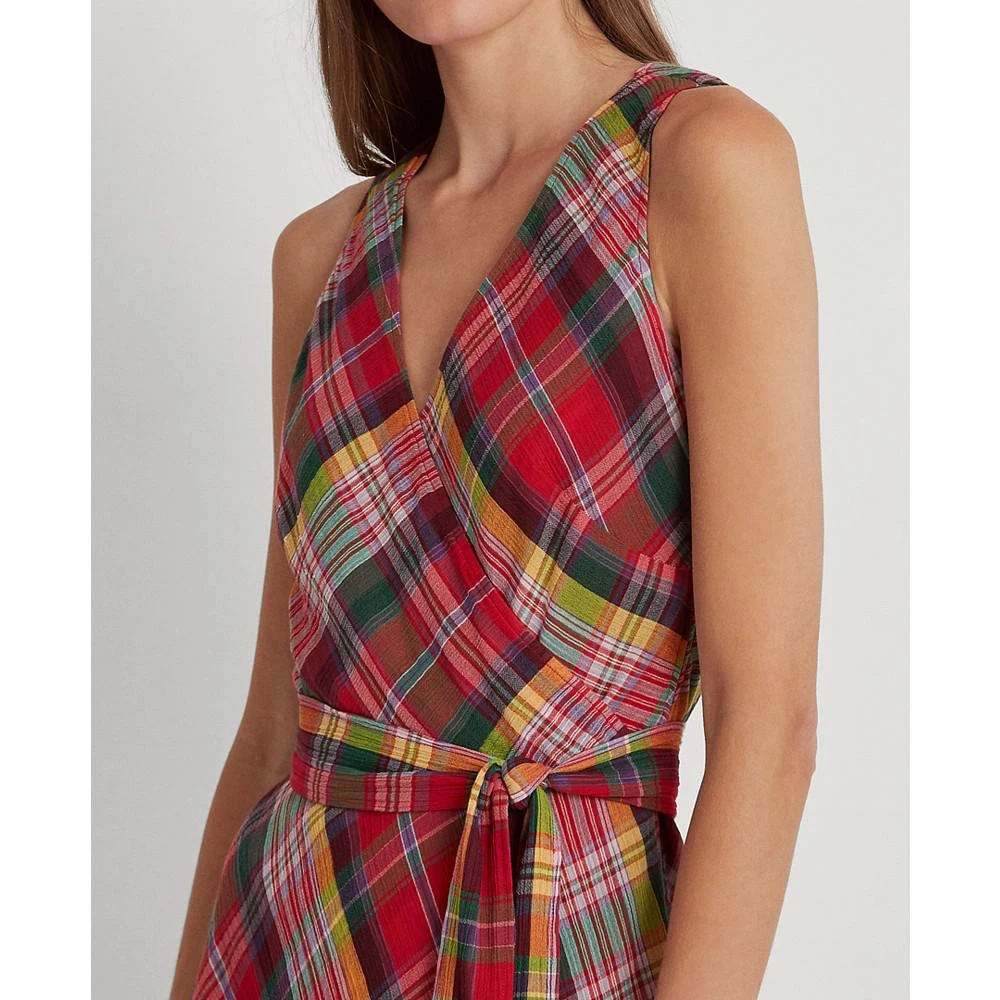 商品Ralph Lauren|Plaid Crinkle Cotton Sleeveless Dress,价格¥648,第3张图片详细描述