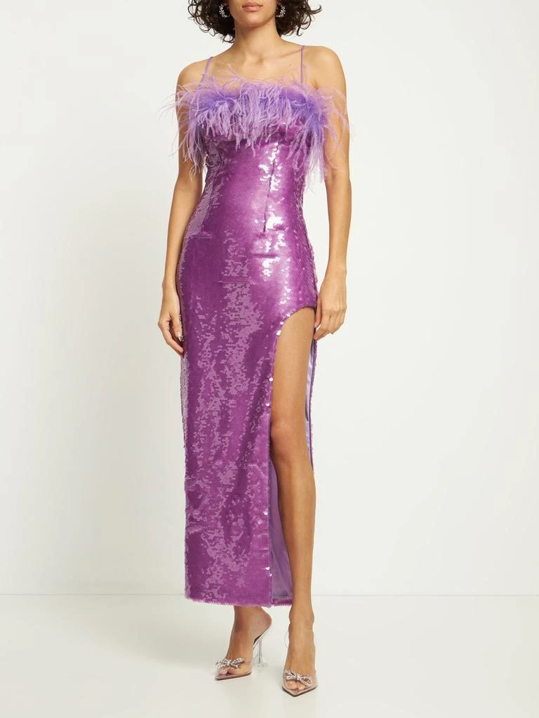 商品GIUSEPPE DI MORABITO|Sequined Midi Dress W/ Feathers,价格¥5033,第1张图片详细描述