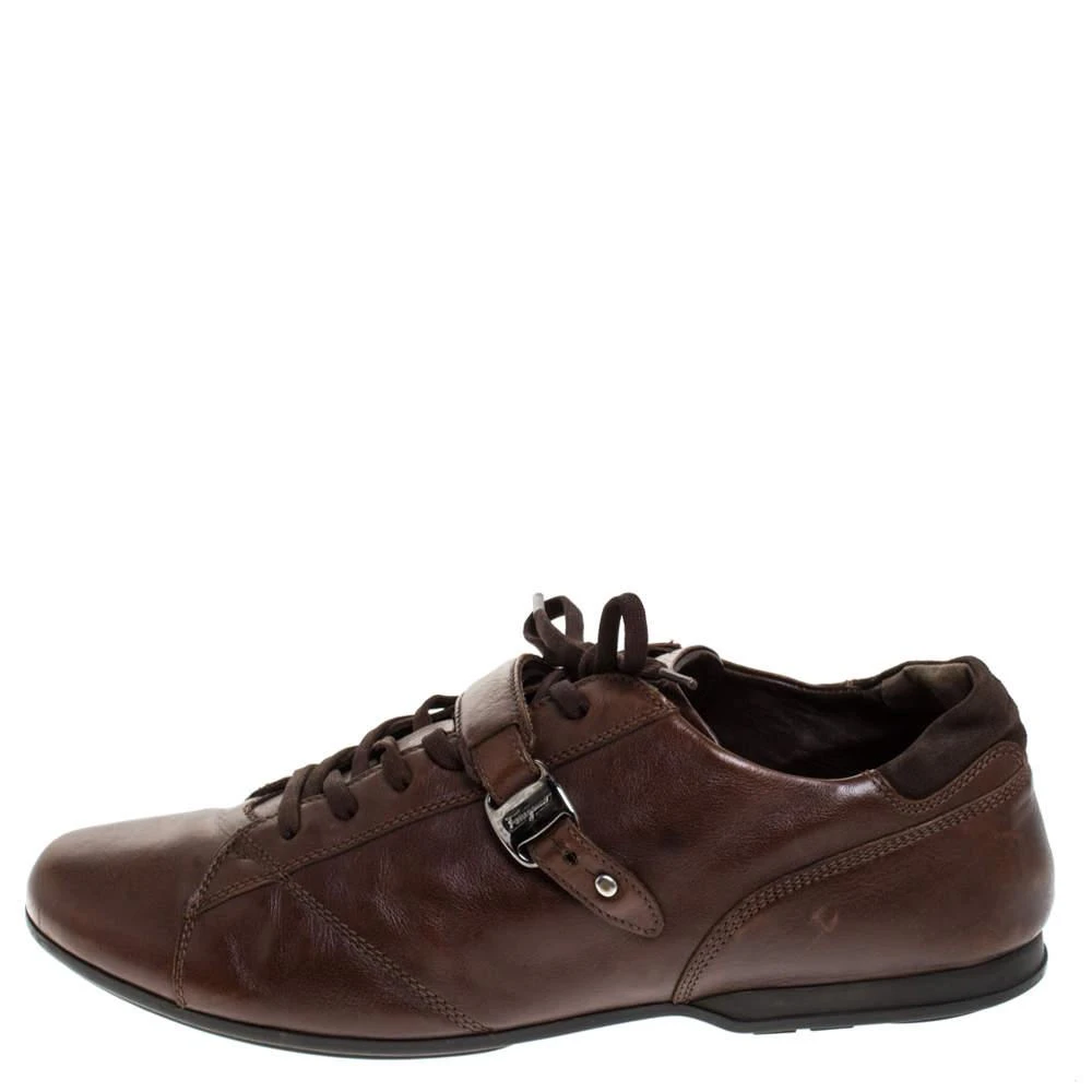 商品[二手商品] Salvatore Ferragamo|Salvatore Ferragamo Brown Leather Low Top Sneakers Size 45.5,价格¥1763,第2张图片详细描述