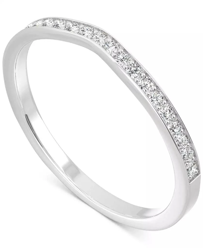 商品Charles & Colvard|Moissanite V-Shape Wedding Band (1/5 ct. t.w. DEW) in 14k White Gold,价格¥3629,第2张图片详细描述