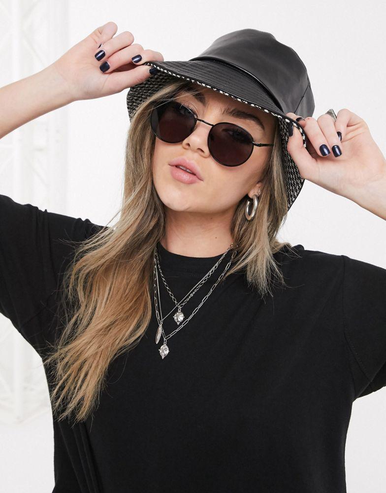 商品ASOS|ASOS DESIGN metal round sunglasses in shiny black,价格¥69,第5张图片详细描述