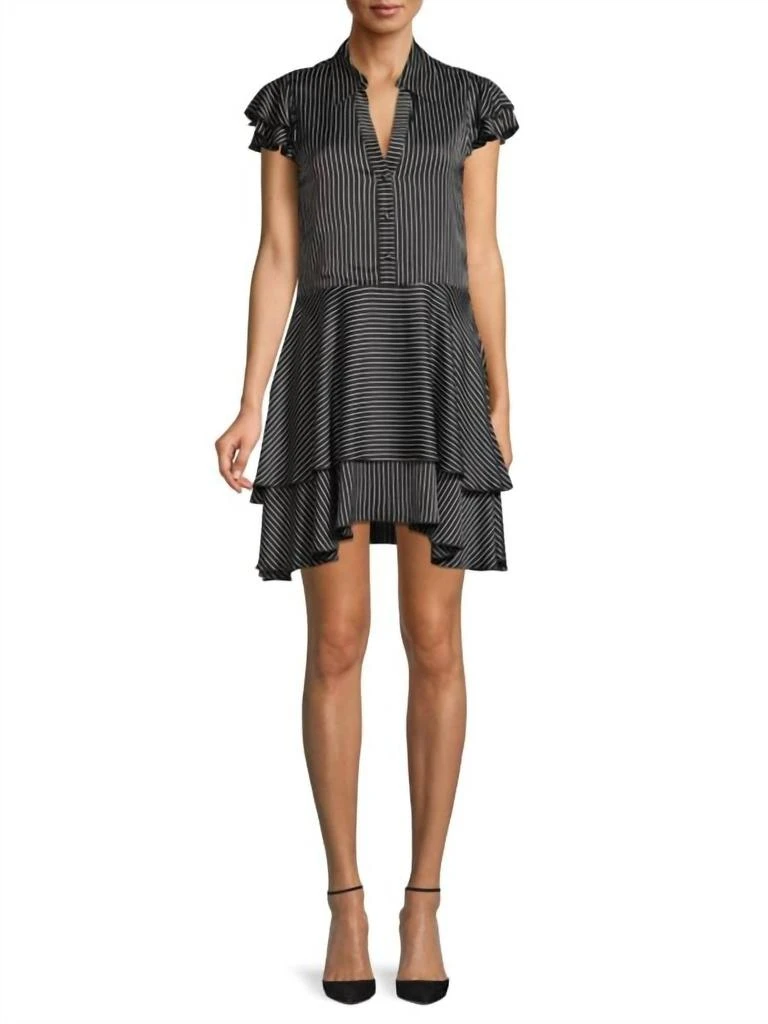 商品Alice + Olivia|Alice + Olivia - Moore Pinstripe Ruffle Shirtdress,价格¥1925,第1张图片