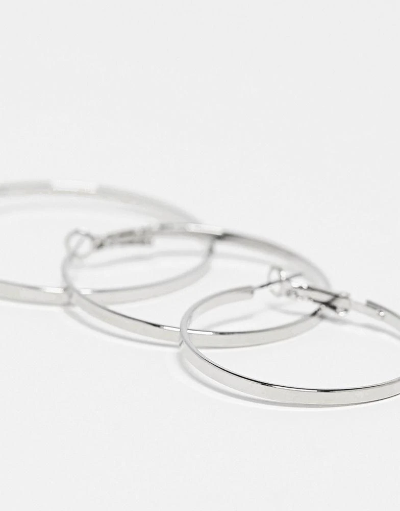 商品DesignB London|DesignB London 3 pack of hoop earrings in silver,价格¥95,第3张图片详细描述