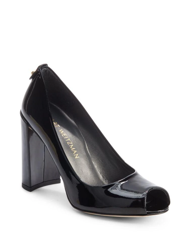 商品Stuart Weitzman|Spritely Leather Peep Toe Pumps,价格¥631,第1张图片