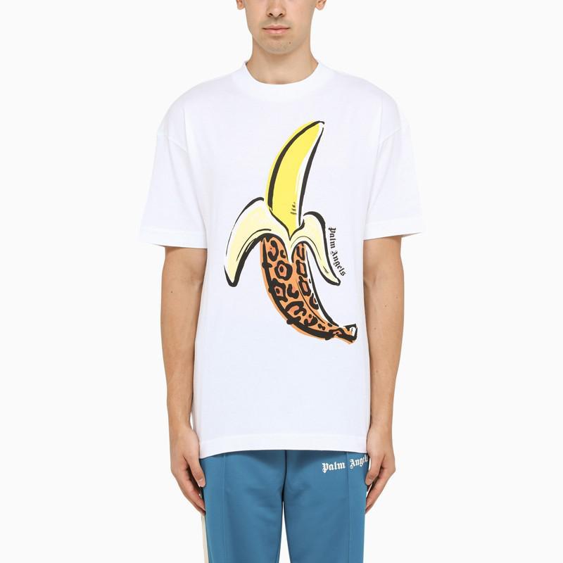 商品Palm Angels|White t-shirt with a Banana print,价格¥1853,第1张图片