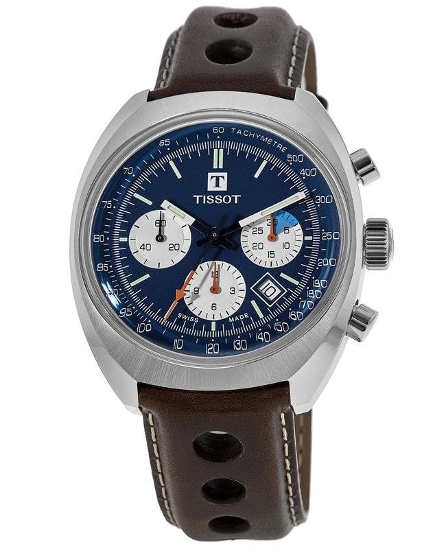 商品Tissot|Tissot Heritage 1973 Chronograph Blue Leather Strap Men's Watch T124.427.16.041.00,价格¥14241,第1张图片