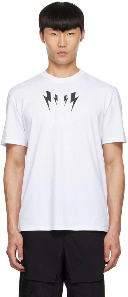 商品Neil Barrett|White Mirrored Bolt T-Shirt,价格¥874,第1张图片