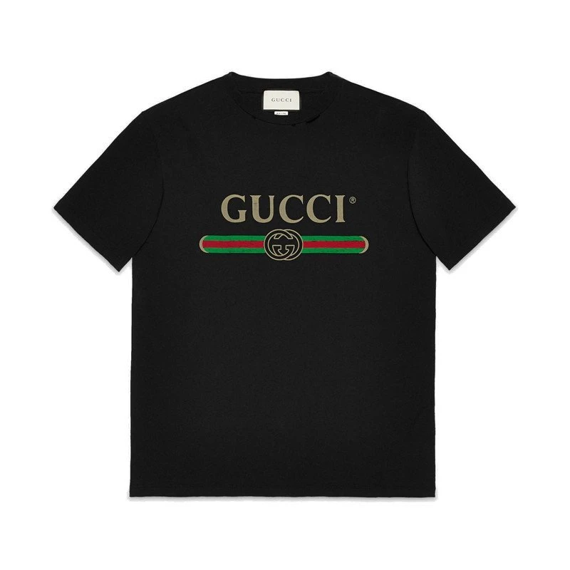 商品Gucci|【预售3-7天】GUCCI/古驰  经典款女士黑色印花字母大码短袖T恤,价格¥3487,第1张图片