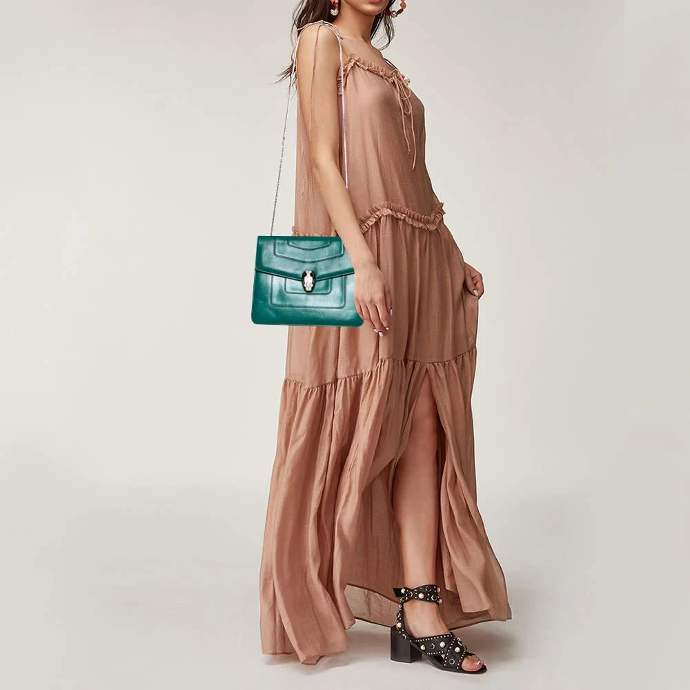 商品[二手商品] BVLGARI|Bvlgari Green Leather Small Serpenti Forever Shoulder Bag,价格¥7270,第2张图片详细描述
