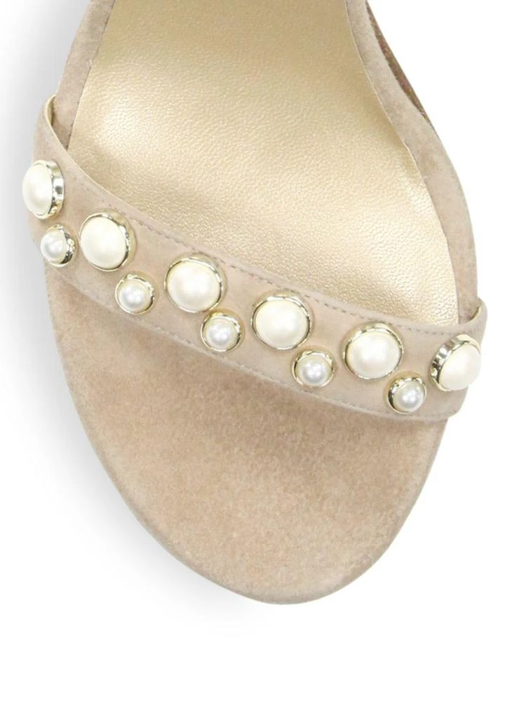 商品Stuart Weitzman|Morepearls Studded Suede Block Heel Sandals,价格¥1365,第3张图片详细描述