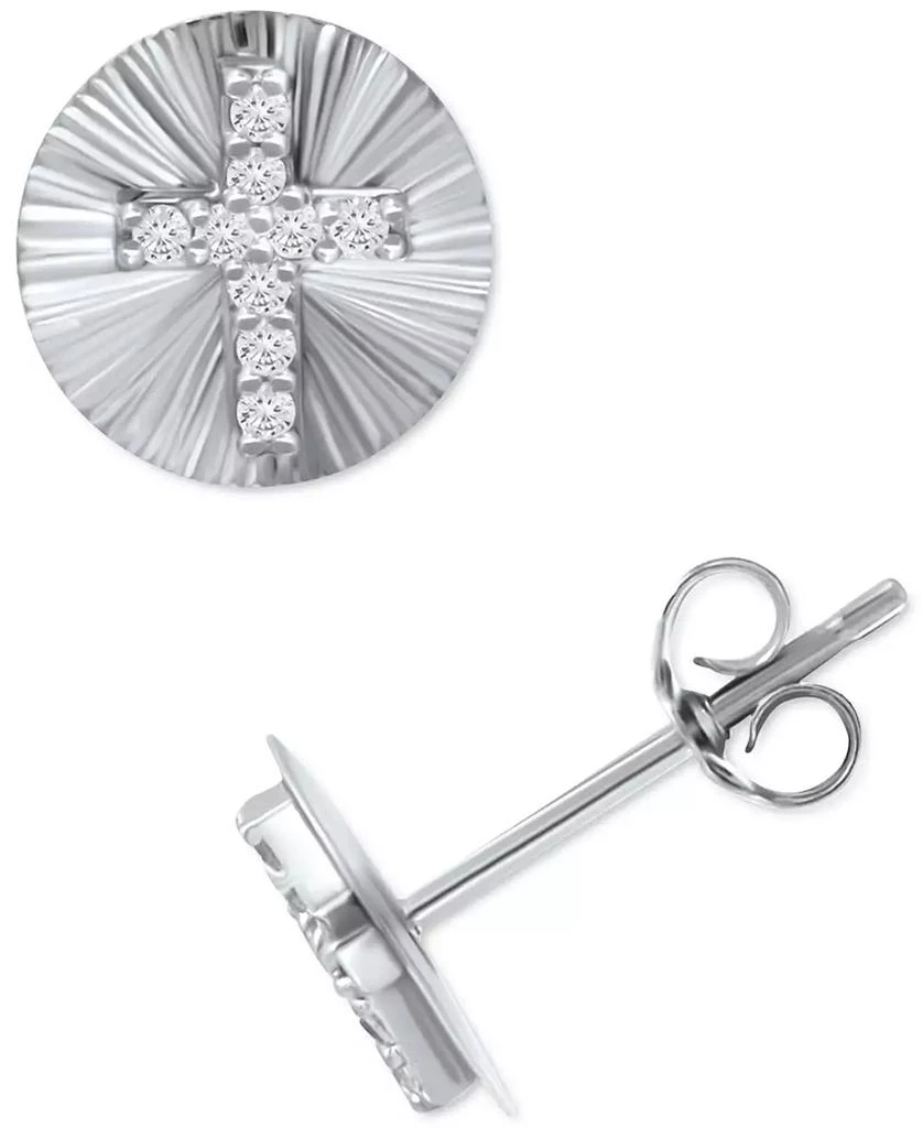 商品Giani Bernini|Cubic Zirconia Cross Disc Stud Earrings, Created for Macy's,价格¥132,第3张图片详细描述