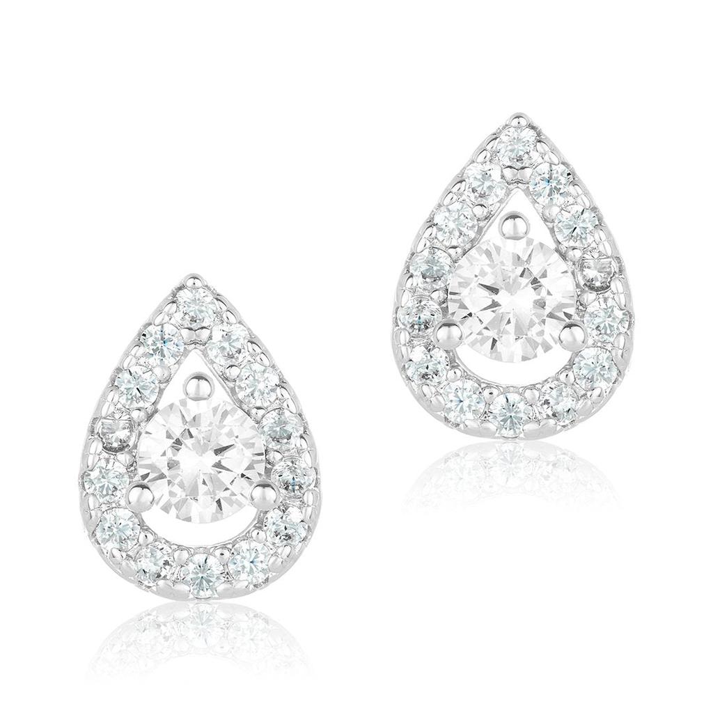 Adornia Pear Cut Halo Swarovski Crystal Earrings silver商品第1张图片规格展示