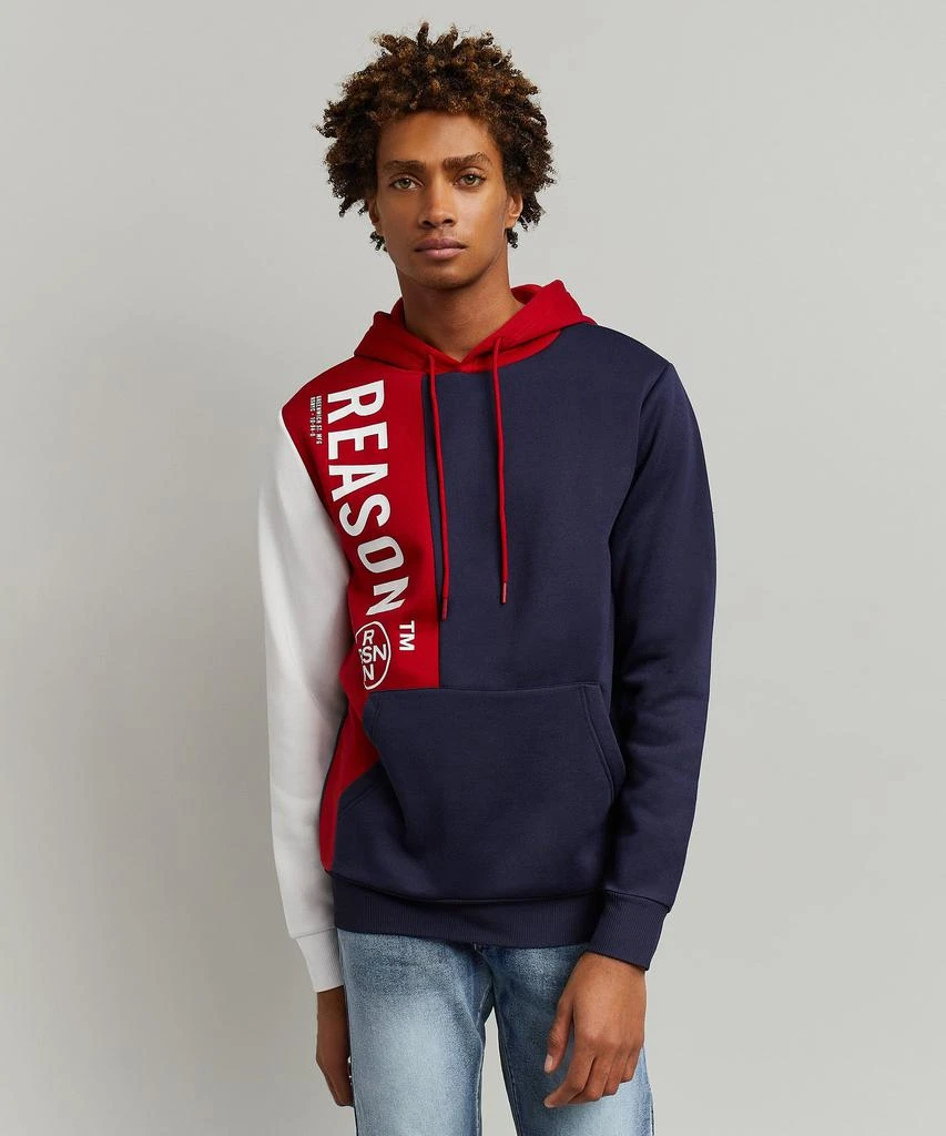 商品Reason Clothing|Lester Navy And Red Pouch Pocket Hoodie,价格¥75,第4张图片详细描述