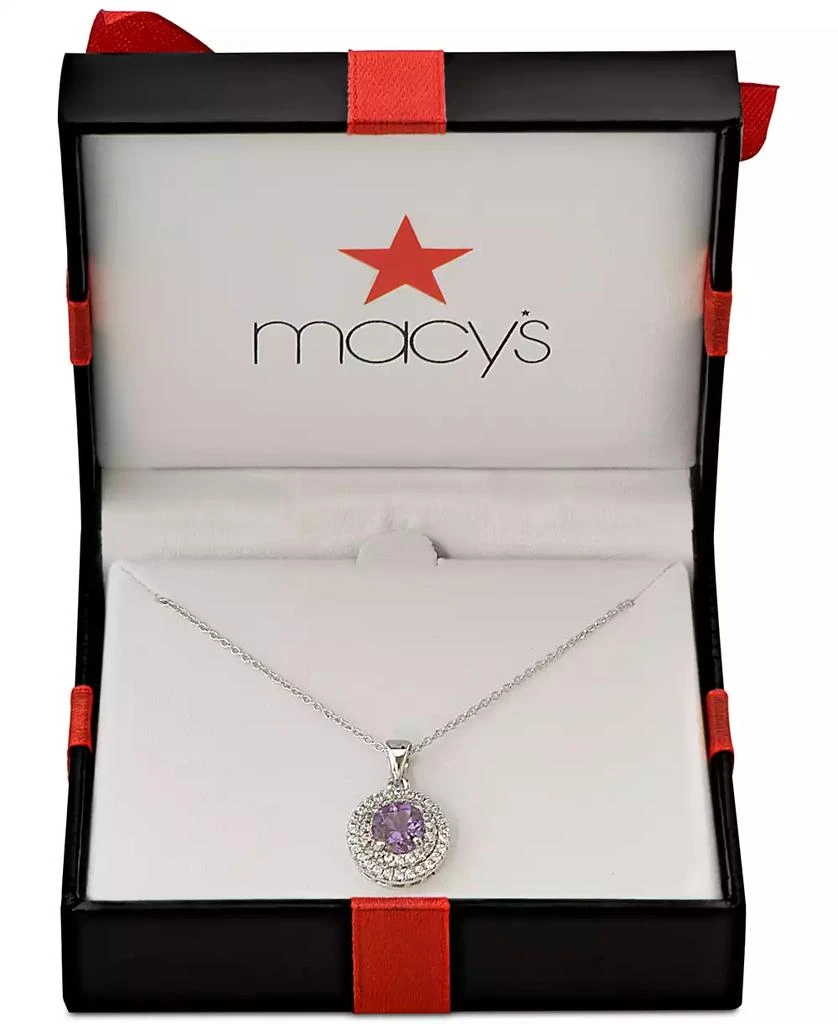 商品Macy's|Amethyst (1-1/3 ct. t.w.) & White Topaz (3/8 ct. t.w.) Pendant Necklace in Sterling Silver,价格¥400,第2张图片详细描述