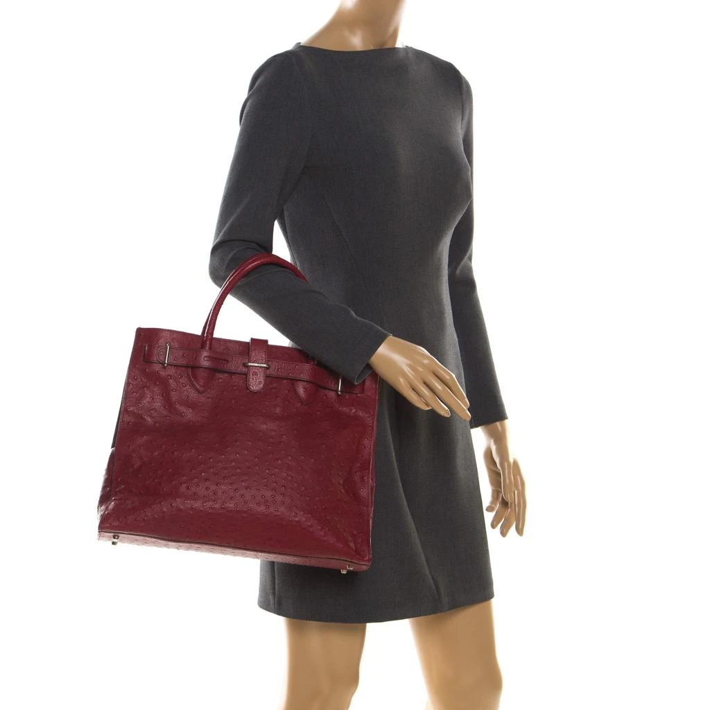 商品[二手商品] Furla|Furla Red Ostrich Embossed Leather Large Greta Tote,价格¥1794,第2张图片详细描述