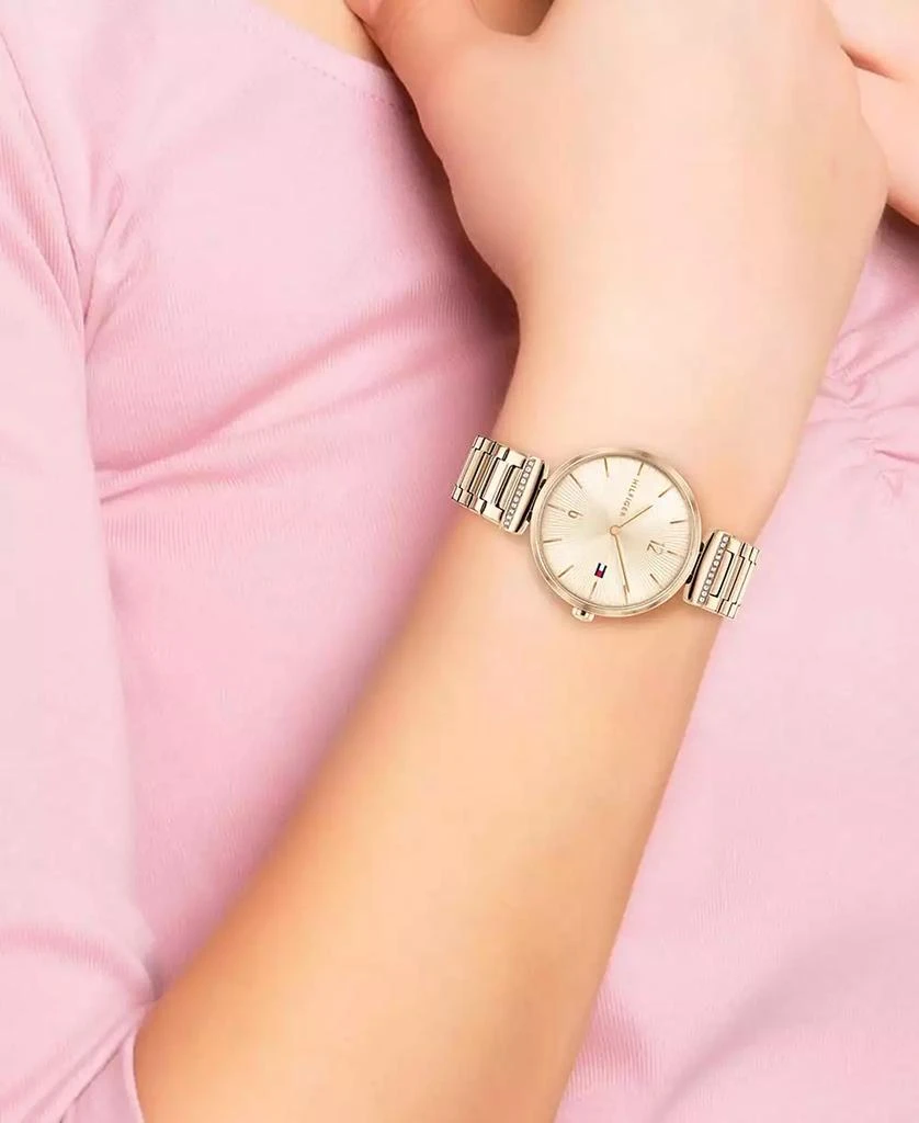 商品Tommy Hilfiger|Women's Carnation Gold-Tone & Crystral Bracelet Watch 34mm,价格¥815,第4张图片详细描述