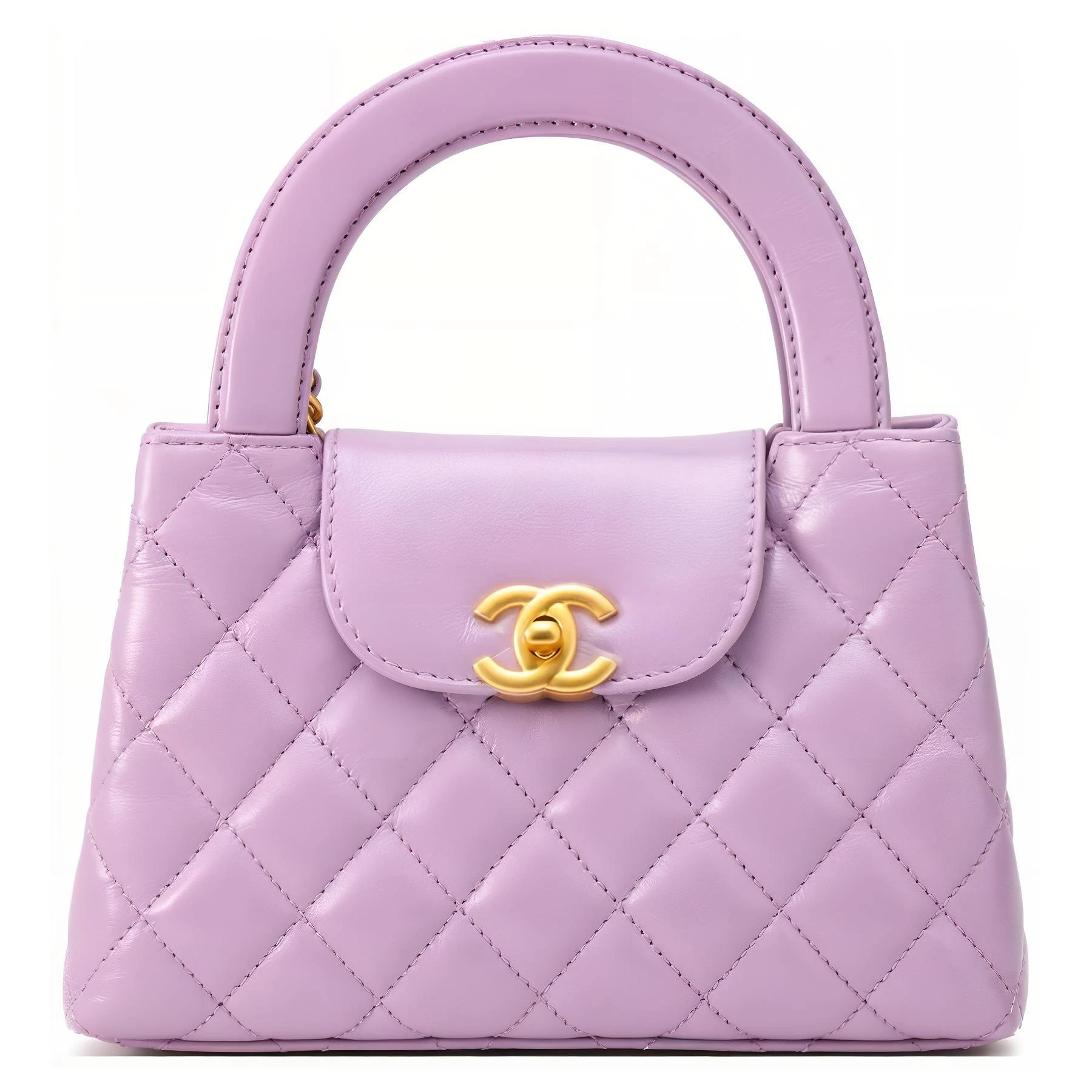 商品[国内直发] Chanel|香奈儿 24P Kelly 金标链条带手柄 亮面小牛皮 单肩斜挎手提包 迷你 女款 香芋紫,价格¥48978,第1张图片