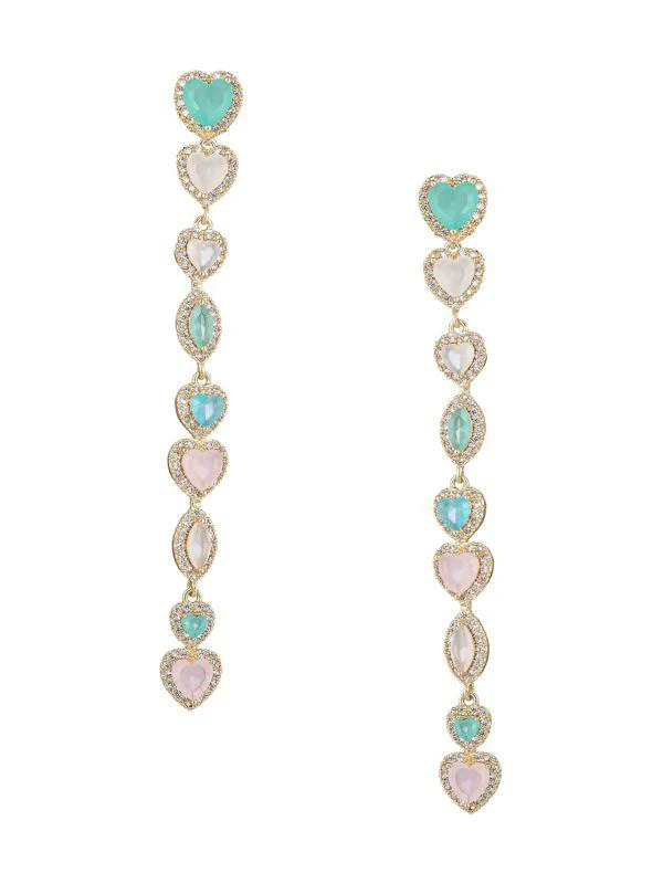 商品Eye Candy LA|Ariana 18K Goldplated & Cubic Zirconia Heart Dangle Earrings,价格¥443,第1张图片