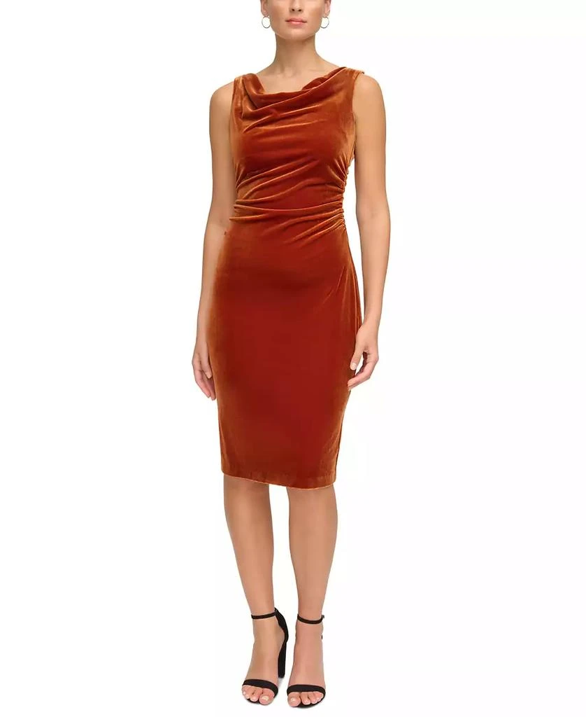 商品Kensie|Women's Cowlneck Sleeveless Velvet Dress,价格¥805,第1张图片
