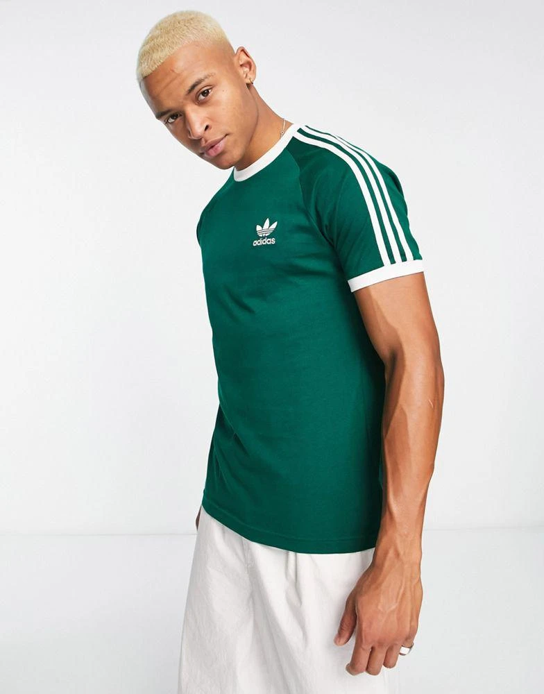 商品Adidas|adidas Originals adicolor 3 stripe t-shirt in dark green,价格¥275,第1张图片