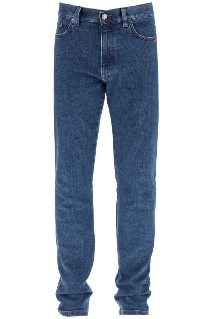 商品Zegna|Z Zegna Logo Patch Straight Leg Jeans,价格¥2237,第1张图片